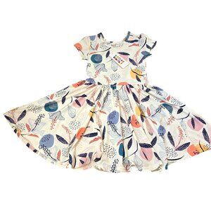 DotDot Smile Girls Twirl Dress Size 5/6 Floral Leaf Print Short Sleeve 3973